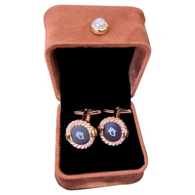 Pre-owned Dior Vintage Christian  Gold Plate & Onyx Cufflinks “circa 1980” In Bochic Case In Black