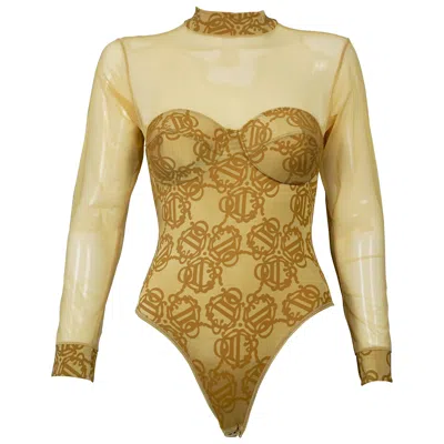 Pre-owned Dior Vintage Christian  Insignia Monogram Yellow Bodysuit