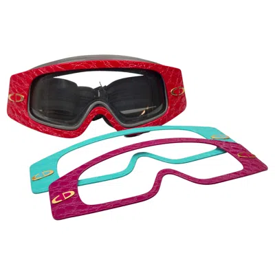 Pre-owned Dior Vintage Christian  Interchangeable 3 Face Plates Ski Goggles Sunglasses In Red