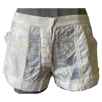 Pre-owned Dior Vintage Christian  Lace Trim Toile Shorts Nwt Galliano Era In Gray
