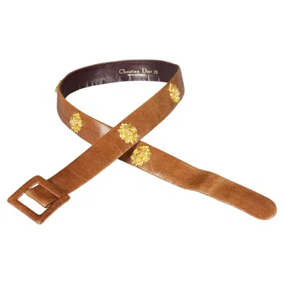 Pre-owned Dior Vintage Christian  Lion Head Charms Brown Leather Belt