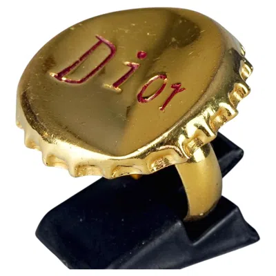 Pre-owned Dior Vintage Christian  Logo Dented Bottle Capsule Ring In Multi