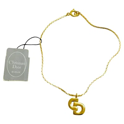 Pre-owned Dior Vintage Christian  Logo Gold Plated Designer Runway Bracelet With Tag In Multi