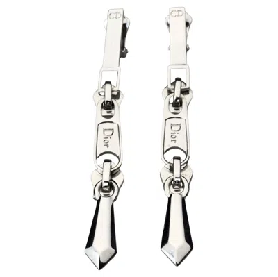 Pre-owned Dior Vintage Christian  Logo Zipper Pull Dangling Earrings In Multi