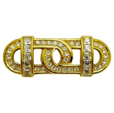 Pre-owned Dior Vintage Christian  Signed Gold Plated Enamel Crystals Designer Runway Brooch In Multi