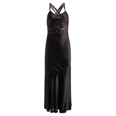 Pre-owned Dior Vintage Christian  S/s 2001 Brown Bias Cut Leather Strap Gown