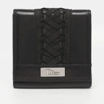Pre-owned Dior Vintage Corset Ballet Black Leather Compact Wallet