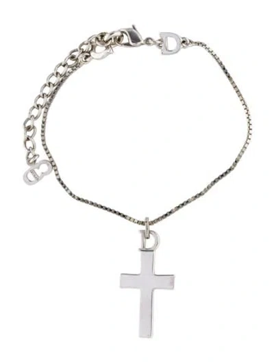 Pre-owned Dior Vintage Cross Charm Link Bracelet, 9" In Multi