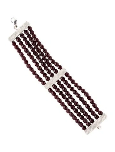 Pre-owned Dior Vintage Crystal & Bead John Galliano Maasai Multistrand Bracelet, 6.75" In Clear/red