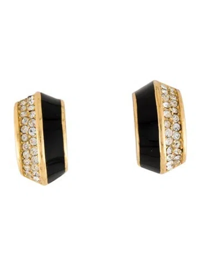 Pre-owned Dior Vintage Crystal & Enamel Clip-on Earrings In Multi