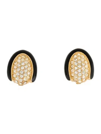 Pre-owned Dior Vintage Crystal & Enamel Clip-on Earrings In Multi