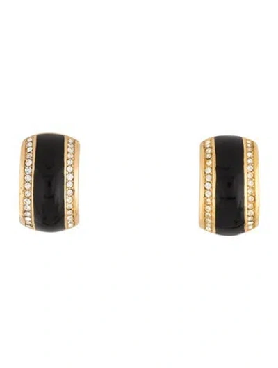 Pre-owned Dior Vintage Crystal & Enamel Clip-on Earrings In Multi
