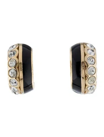 Pre-owned Dior Vintage Crystal & Enamel Clip-on Earrings In Multi