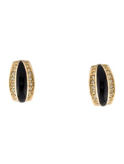 Pre-owned Dior Vintage Crystal & Enamel Clip-on Earrings In Multi