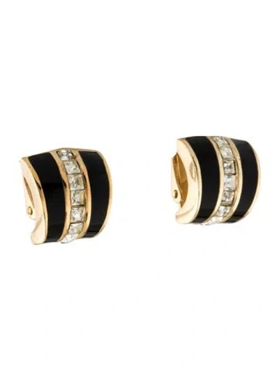Pre-owned Dior Vintage Crystal & Enamel Clip-on Earrings In Multi