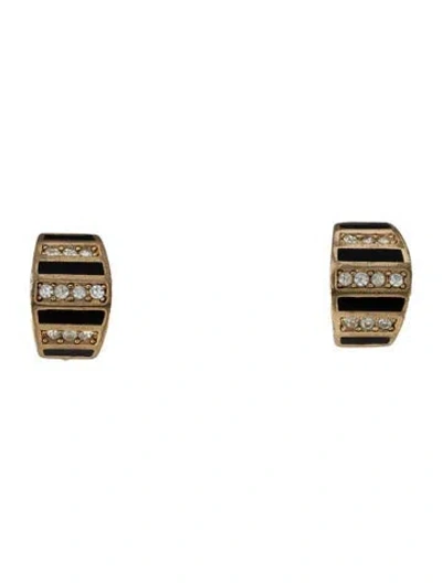 Pre-owned Dior Vintage Crystal & Enamel Clip-on Earrings In Multi