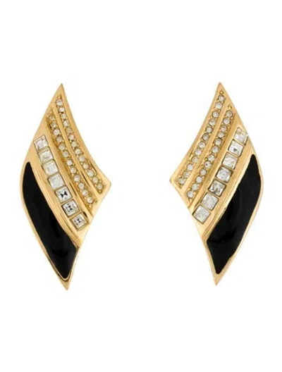 Pre-owned Dior Vintage Crystal & Enamel Clip-on Earrings In Multi