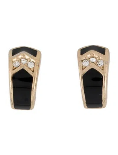 Pre-owned Dior Vintage Crystal & Enamel Clip-on Earrings In Multi