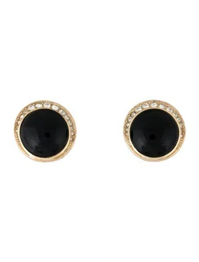 Pre-owned Dior Vintage Crystal & Enamel Clip-on Earrings In Multi