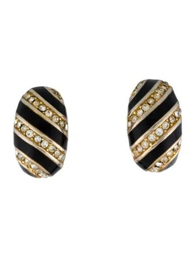 Pre-owned Dior Vintage Crystal & Enamel Clip-on Earrings In Multi