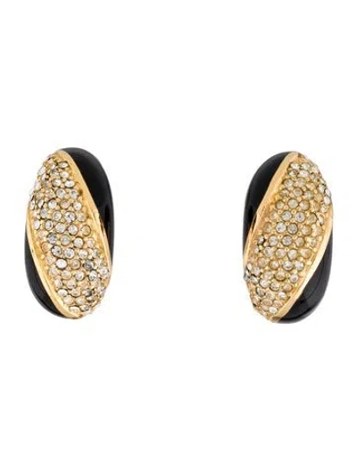 Pre-owned Dior Vintage Crystal & Enamel Clip-on Earrings In Multi