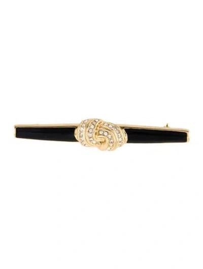Pre-owned Dior Vintage Crystal & Enamel Knot Pin Brooch In Multi