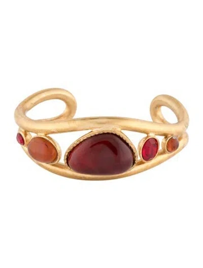 Pre-owned Dior Vintage Crystal & Glass Cuff Bracelet, 7.25" In Multi