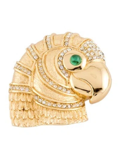 Pre-owned Dior Vintage Crystal & Glass Parrot Pin Brooch