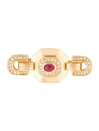 Pre-owned Dior Vintage Crystal & Resin Brooch In Pink