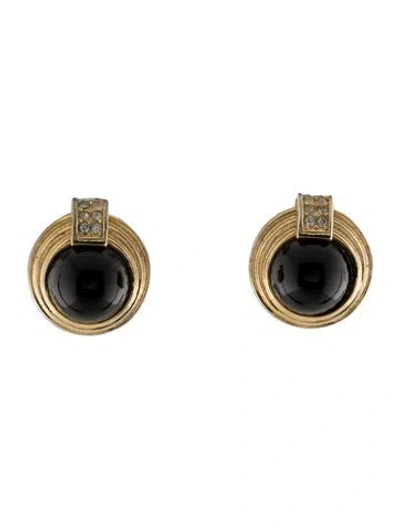 Pre-owned Dior Vintage Crystal & Resin Clip-on Earrings In Multi
