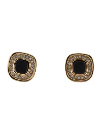 Pre-owned Dior Vintage Crystal & Resin Clip-on Earrings In Multi