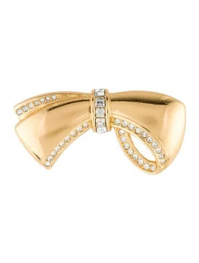 Pre-owned Dior Vintage Crystal Bow Pin Brooch In Multi