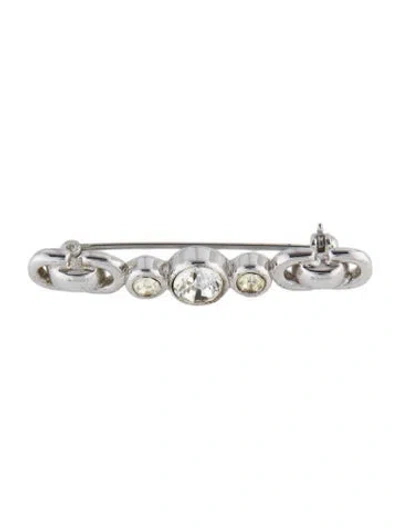 Pre-owned Dior Vintage Crystal Cd Brooch Pin In Transparent