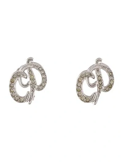 Pre-owned Dior Vintage Crystal Cd Clip-n Earrings In Multi