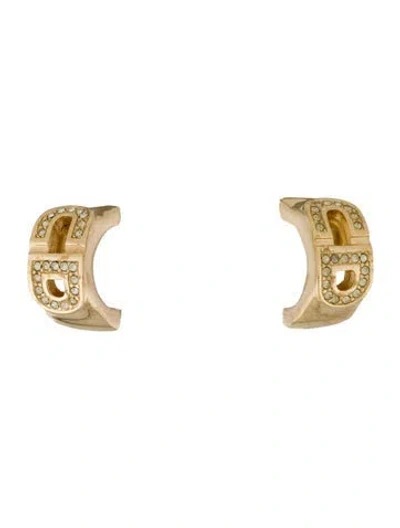 Pre-owned Dior Vintage Crystal Cd Clip-on Earrings In Multi