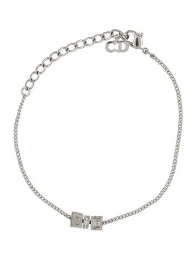 Pre-owned Dior Vintage Crystal 'cd Cube' Link Bracelet, 8.5" In Multi