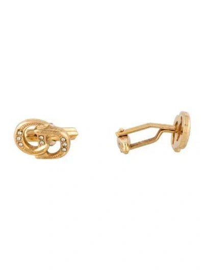 Pre-owned Dior Vintage Crystal Cd Cufflinks In Clear
