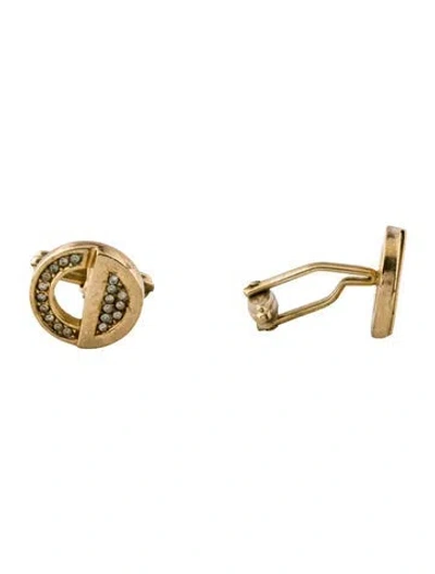 Pre-owned Dior Vintage Crystal Cd Cufflinks In Transparent