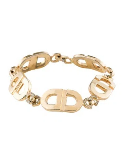 Pre-owned Dior Vintage Crystal Cd Link Bracelet, 7.5" In Multi