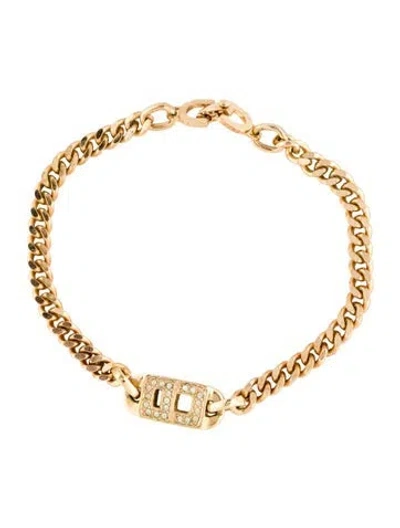 Pre-owned Dior Vintage Crystal Cd Link Bracelet, 8.25" In Multi