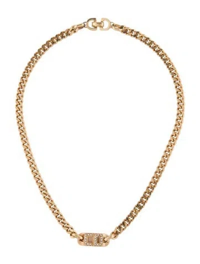 Pre-owned Dior Vintage Crystal Cd Logo Choker Necklace, 15" In Multi