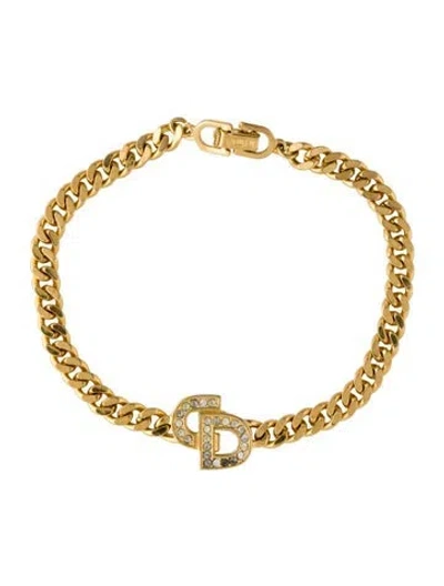 Pre-owned Dior Vintage Crystal Cd Logo Link Bracelet, 7.25" In Multi