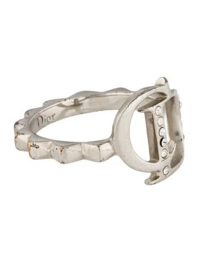 Pre-owned Dior Vintage Crystal Cd Ring In Multi