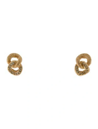 Pre-owned Dior Vintage Crystal Chain Link Clip-on Earrings In Multi