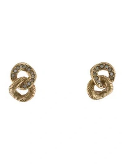 Pre-owned Dior Vintage Crystal Chain Link Clip-on Earrings In Transparent