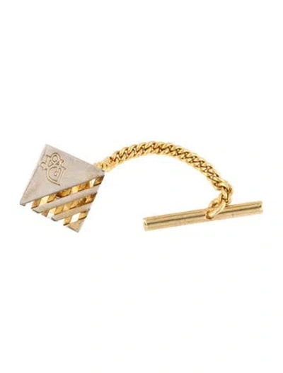 Pre-owned Dior Vintage Crystal Chain Link Pin Brooch In Multicolor