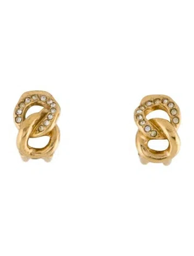 Pre-owned Dior Vintage Crystal Clip On Earrings In Multi