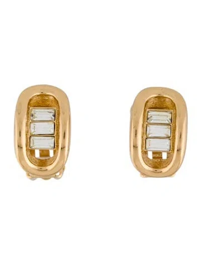Pre-owned Dior Vintage Crystal Clip On Earrings In Transparent