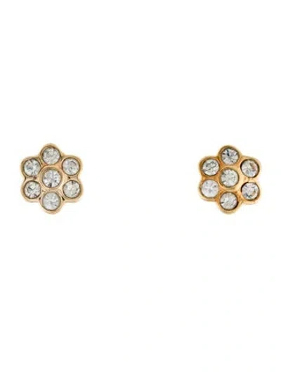 Pre-owned Dior Vintage Crystal Clip On Earrings In Transparent