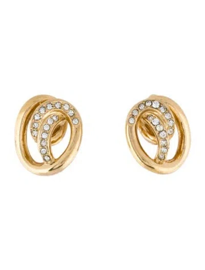 Pre-owned Dior Vintage Crystal Clip On Earrings In Transparent